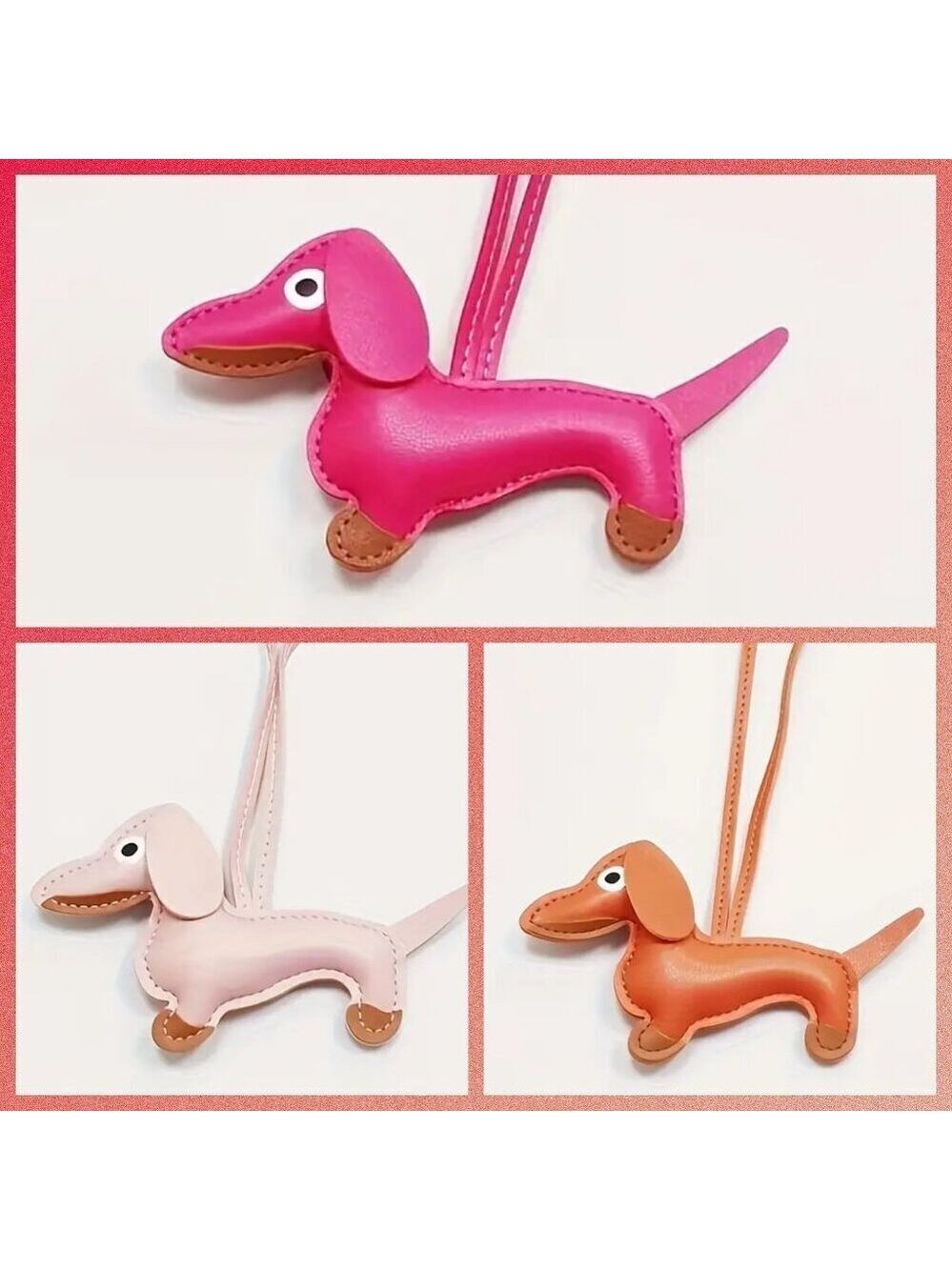 Puffy Large Dachshund Dog Purse and Bag Accessory or Keychain Hot Pink
